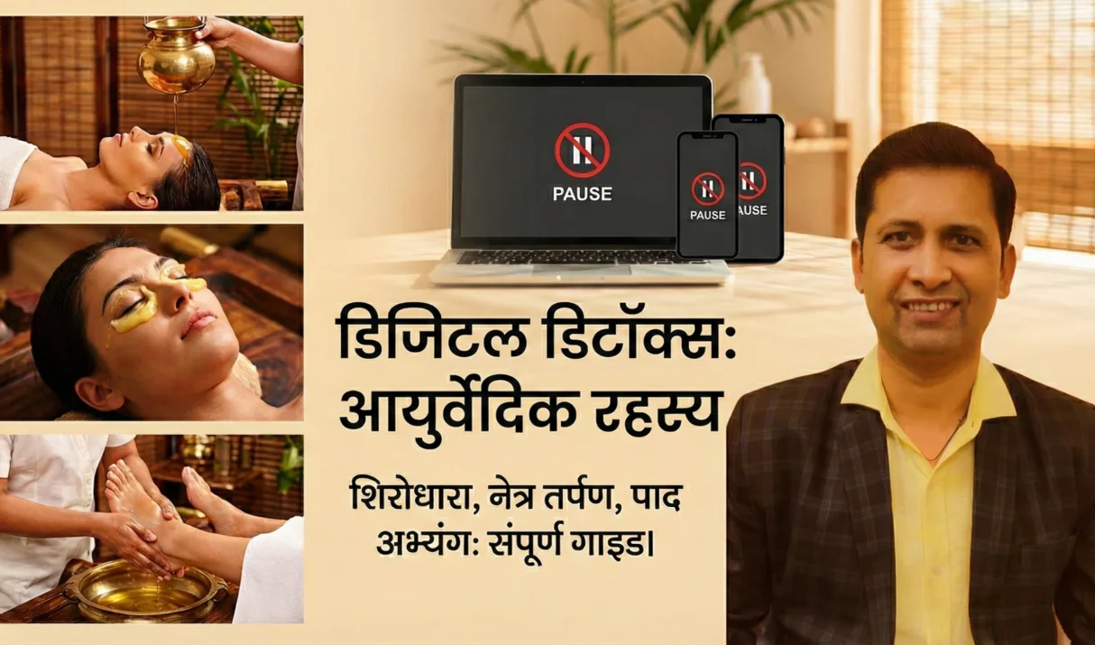 डिजिटल डिटॉक्स के लिए आयुर्वेद: शिरोधारा, नेत्र तर्पण और पाद अभ्यंग से स्क्रीन थकान कम करें